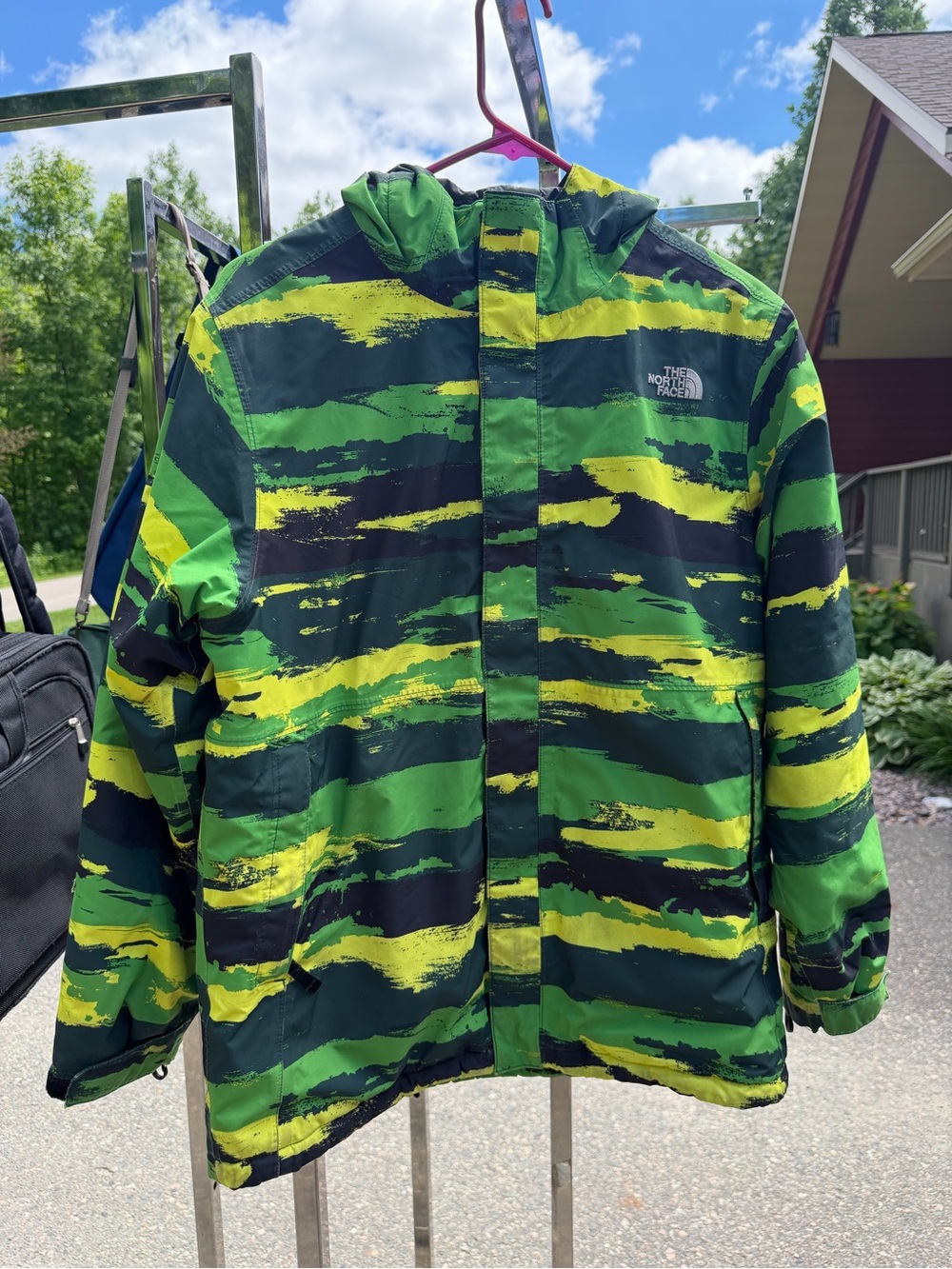 The North Face Kids Green & Yellow Striped Puffer Jacket